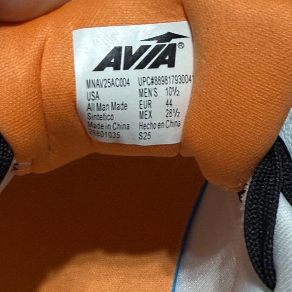 Avia Running Sneakers Size 10.5 NWT White Orange Performance Athletic Shoes - Picture 4 of 5